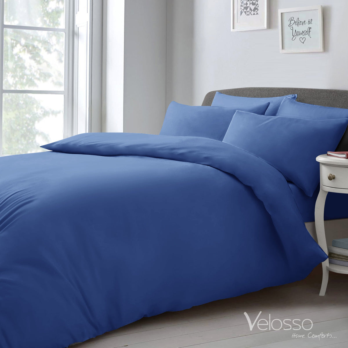 Velosso Microfibre Plain Duvet Cover & Pillowcase Set