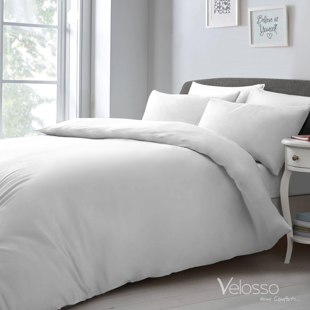 Velosso Microfibre Plain Duvet Cover & Pillowcase Set