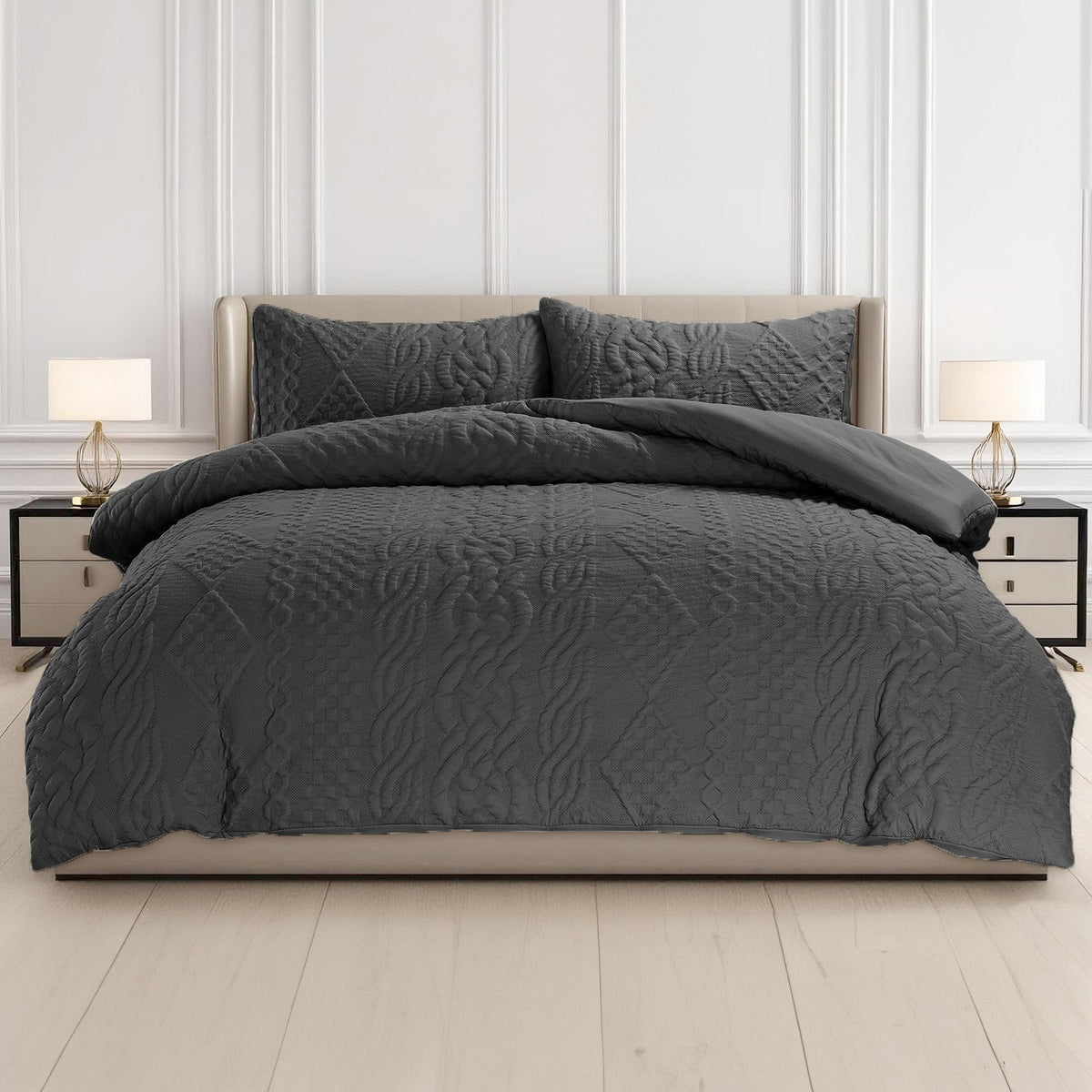 Velosso Quilted Knit Pinsonic Duvet Cover And Pillowcase Set
