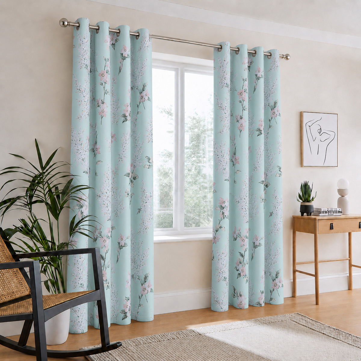 Florelle Sienna Floral Ring Top Curtains