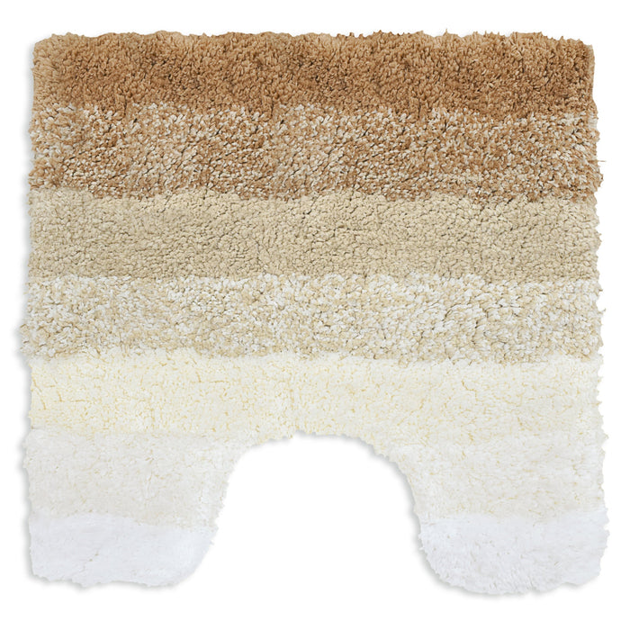 Luxury Non-Slip Soft Brown Pedestal Mat Super Absorbent Microfiber Ombre Striped Bathroom Mat
