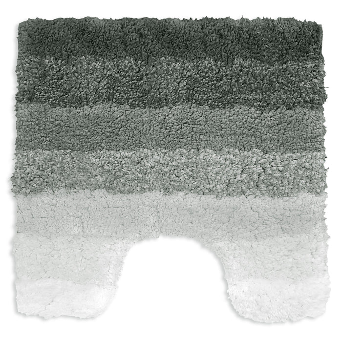 Luxury Non-Slip Soft Grey Pedestal Mat Super Absorbent Microfiber Ombre Striped Bathroom Mat
