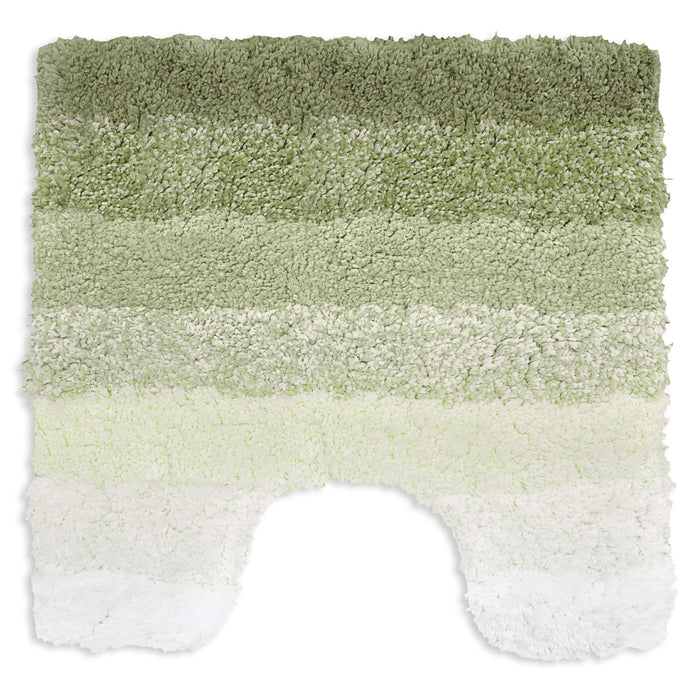 Luxury Non-Slip Soft Sage Pedestal Mat Super Absorbent Microfiber Ombre Striped Bathroom Mat