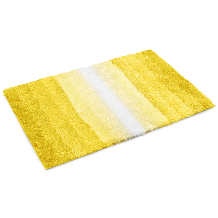 Luxury Non-Slip Soft Ochre Bath Mat Rug Super Absorbent Microfiber Deep Pile Ombre Striped Bathroom Mat