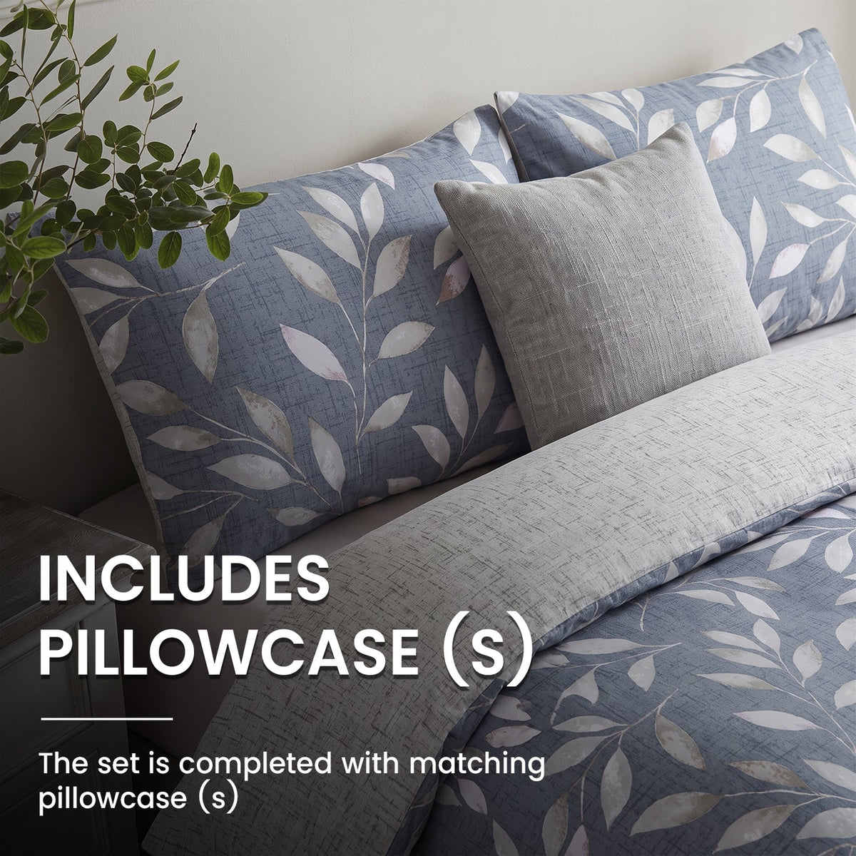 Velosso Trailing Leaves Duvet Cover And Pillowcase Set