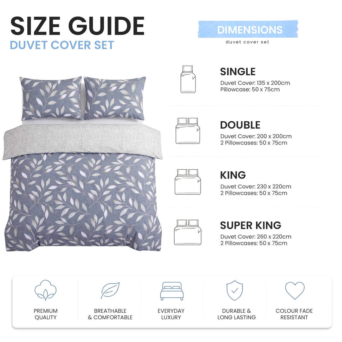 Velosso Trailing Leaves Duvet Cover And Pillowcase Set