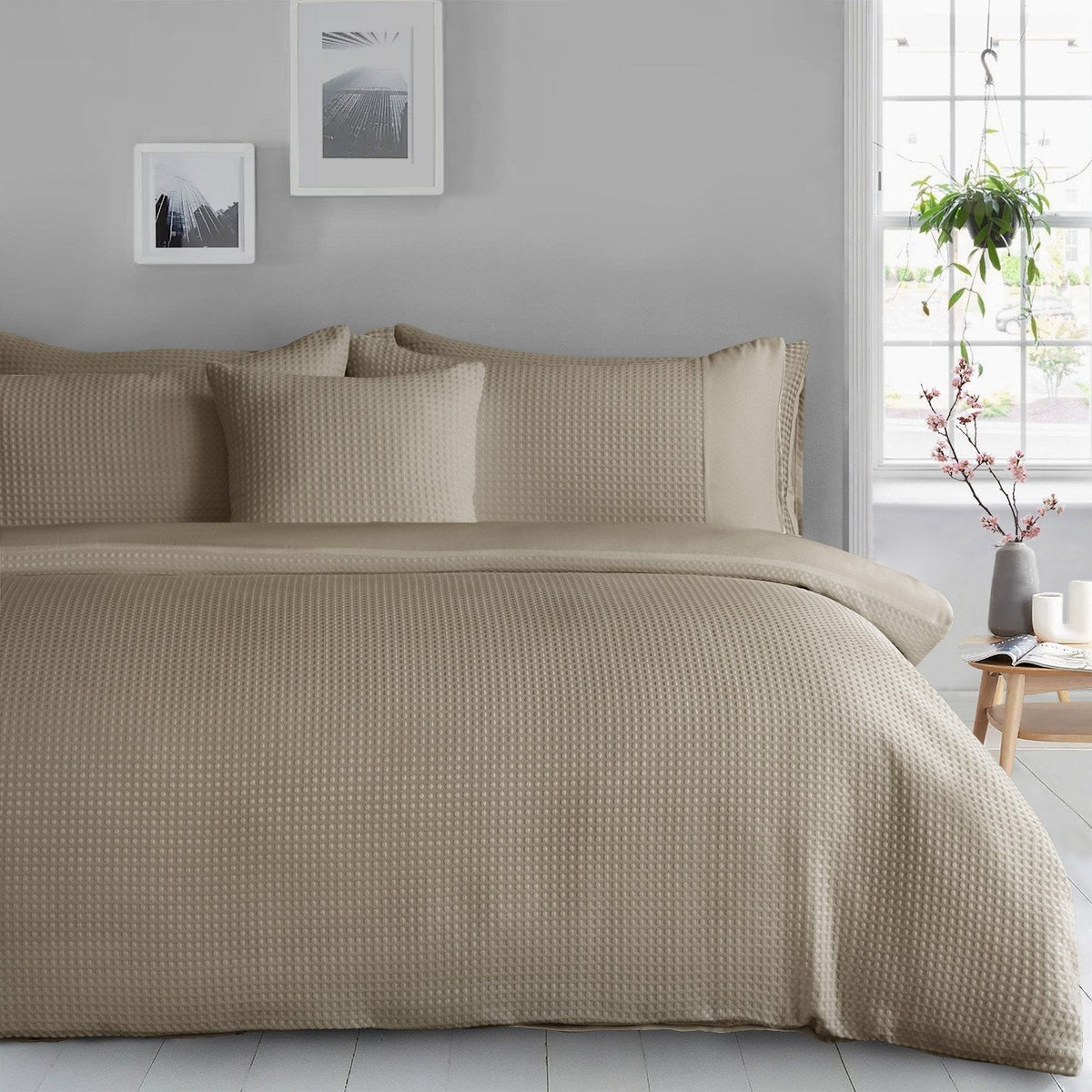 Velosso Waffle Weave Duvet Cover & Pillowcase Set