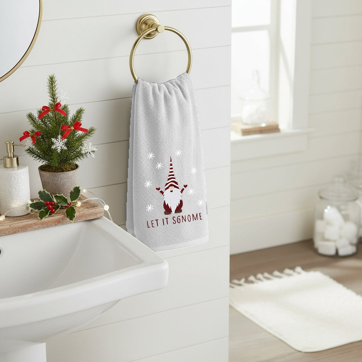 Velosso Christmas Gonks 2 Pack Christmas Cotton Hand Towels