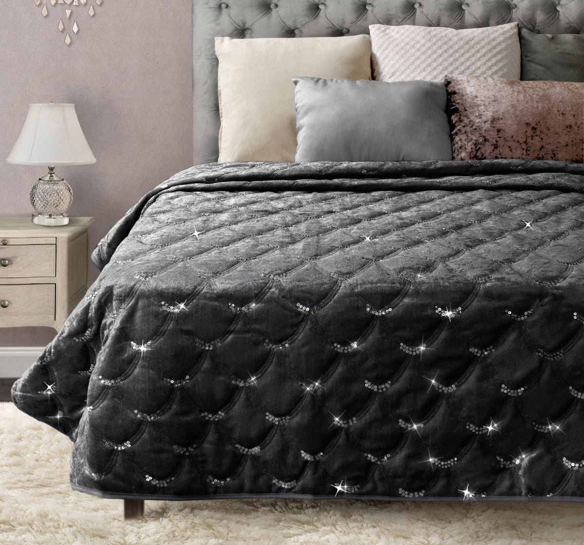 Intimates Crushed Velvet And Sequins Bedspread
