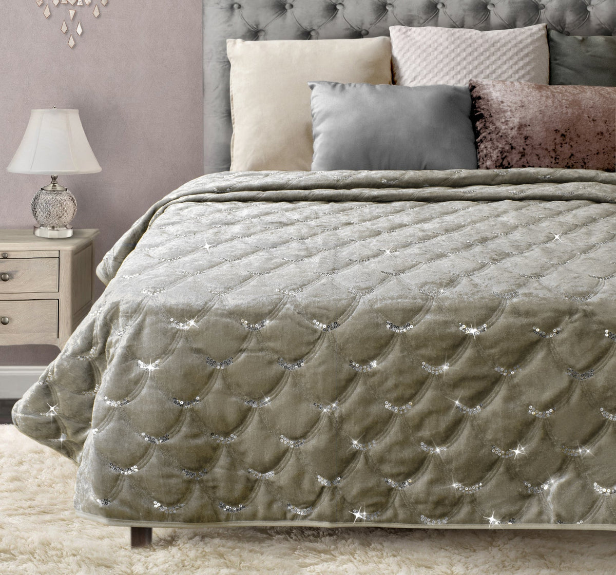 Intimates Crushed Velvet And Sequins Bedspread