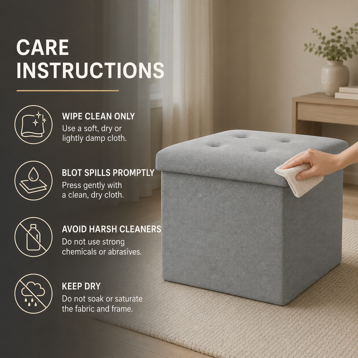 Home Republic Foldable Linen Storage Ottoman