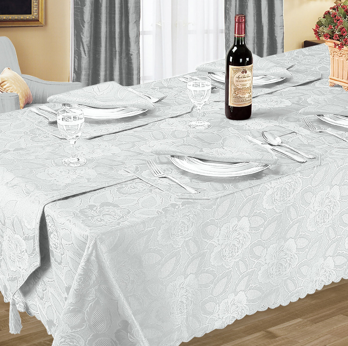 Kitchen Trends Rose Jacquard Tablecloth