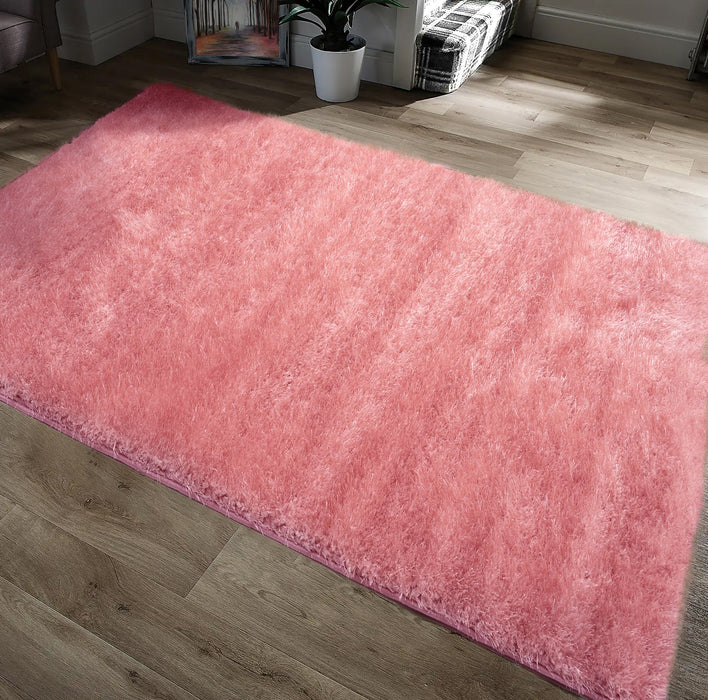 Majestic Blush Pink Shaggy Floor Rug