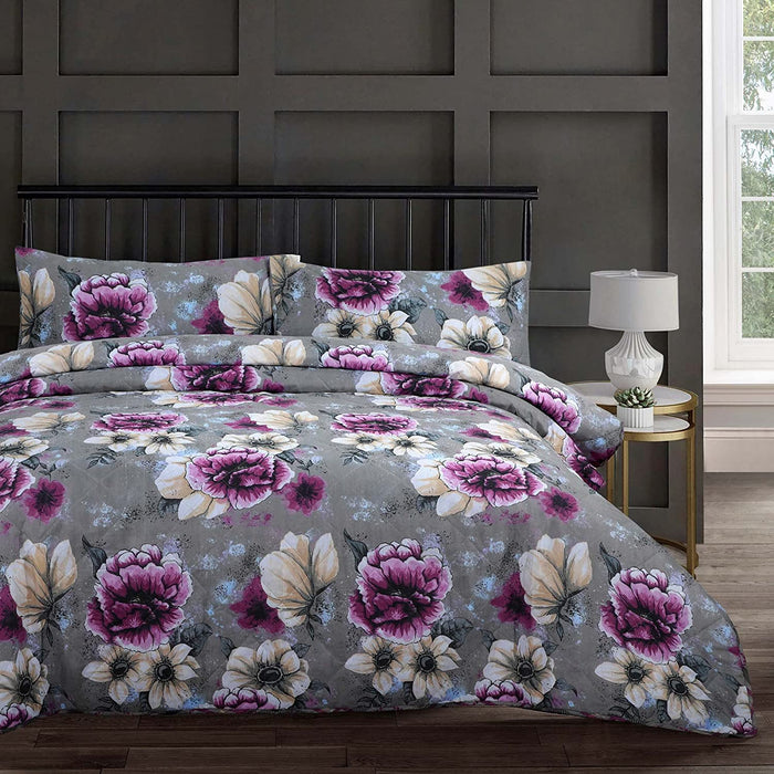 Quilted Shabby Chic Cassia Floral Bedspread Set