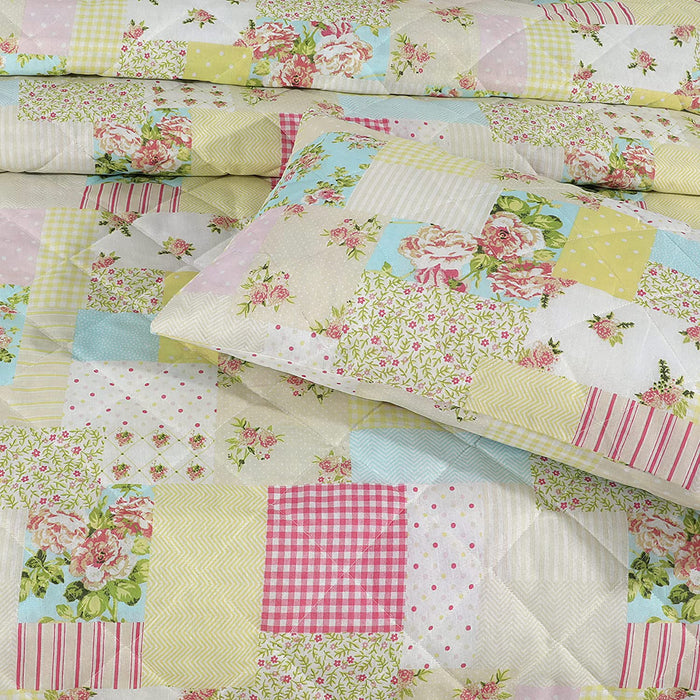 Shabby Chic Floral Candice Patchwork Bedspread Set