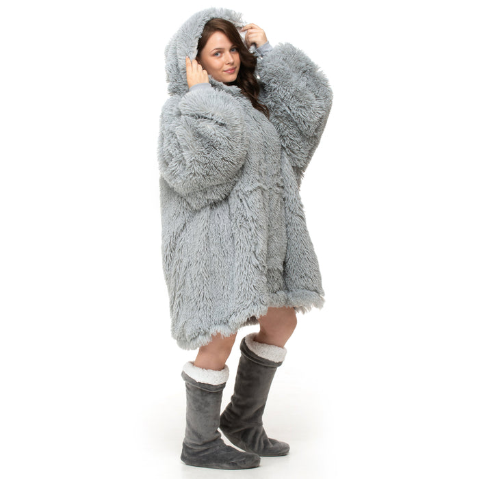 Alaska Faux Fur Grey Oversized Hoodie