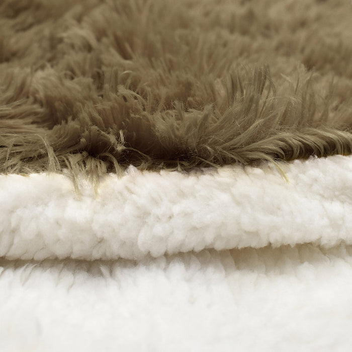 Alaska Faux Fur Teddy Taupe Sherpa Duvet Cover & Pillowcase Set