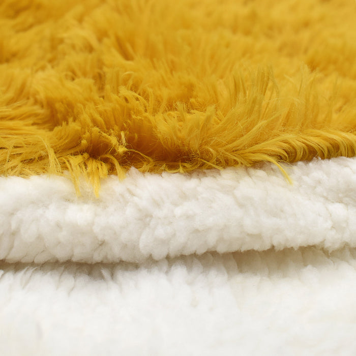 Alaska Faux Fur Teddy Ochre Sherpa Duvet Cover & Pillowcase Set