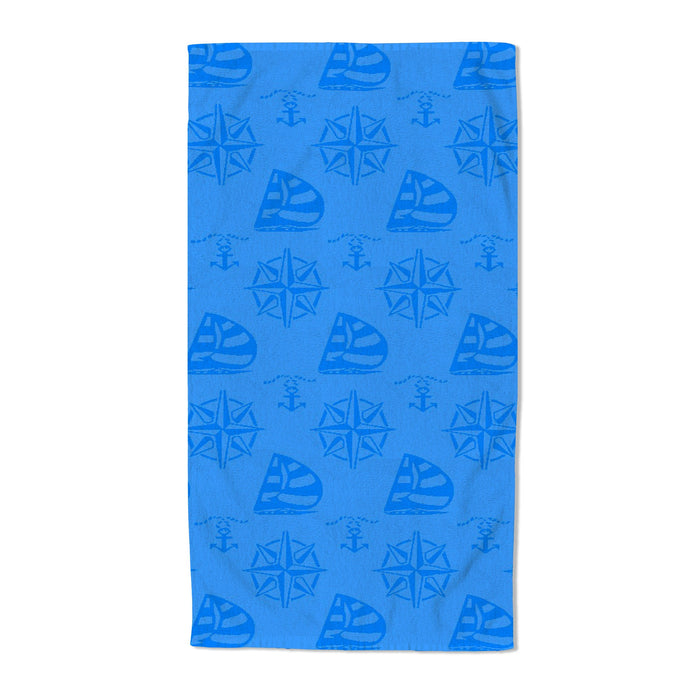 Anchor Blue Embossed Jacquard Beach Towel