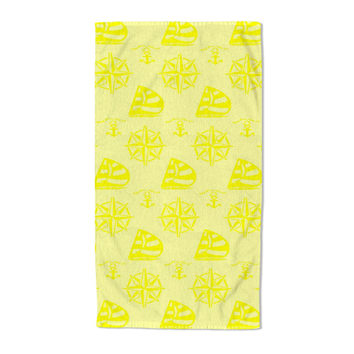 Anchor Yellow Embossed Jacquard Beach Towel