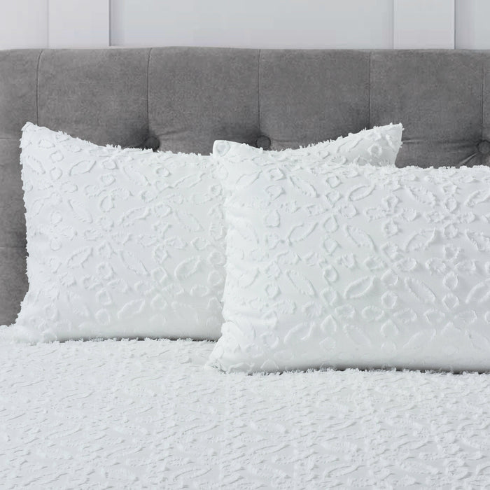 Astra Tufted White Duvet Cover & Pillowcase Set