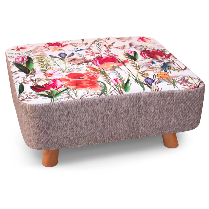 Luxury Blossom Floral Square Footstool