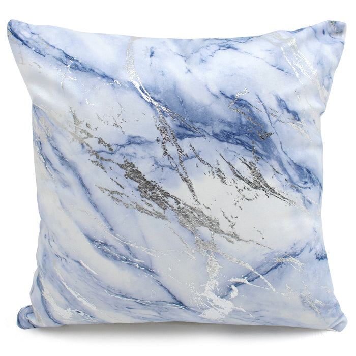 Metallic Foil Blue Marble Cushion Cover