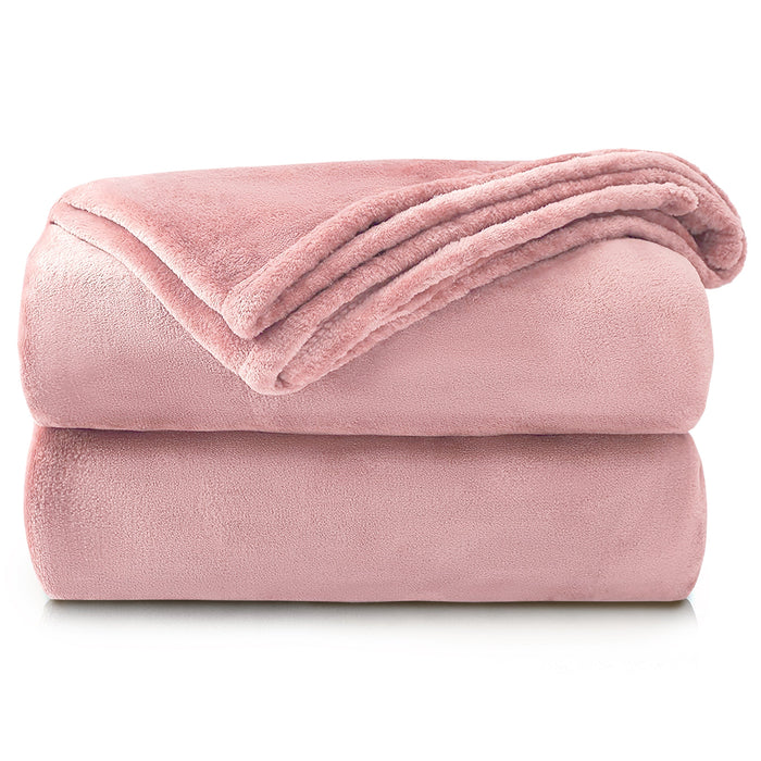 Plain Flannel Faux Mink Blush Pink Throw Blanket