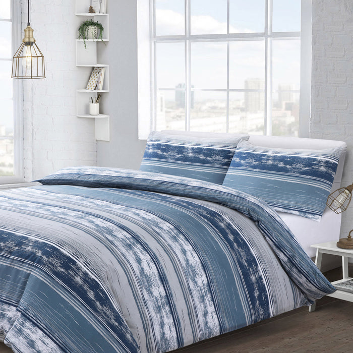 Brooklyn Striped Blue Duvet Cover & Pillowcase Set