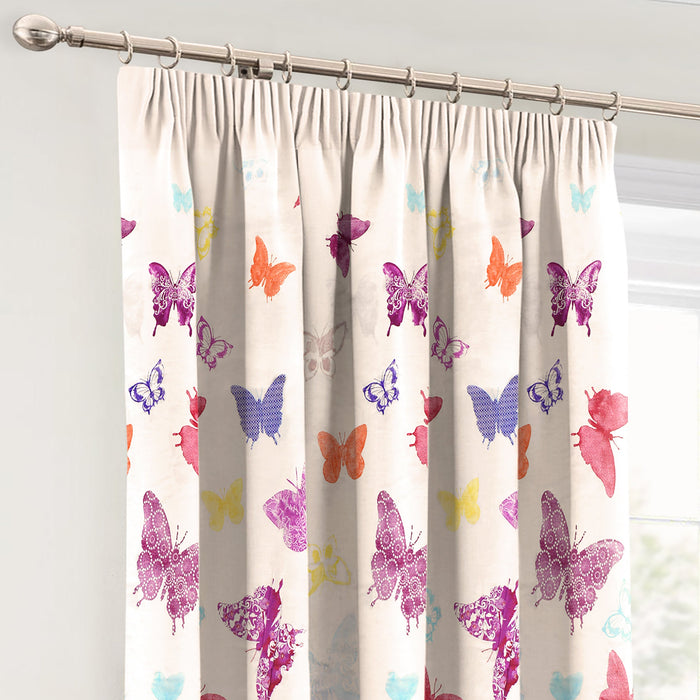 Butterfly Multicoloured Pencil Pleat Curtains