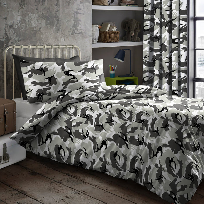 Camouflage Grey Duvet Cover & Pillowcase Set