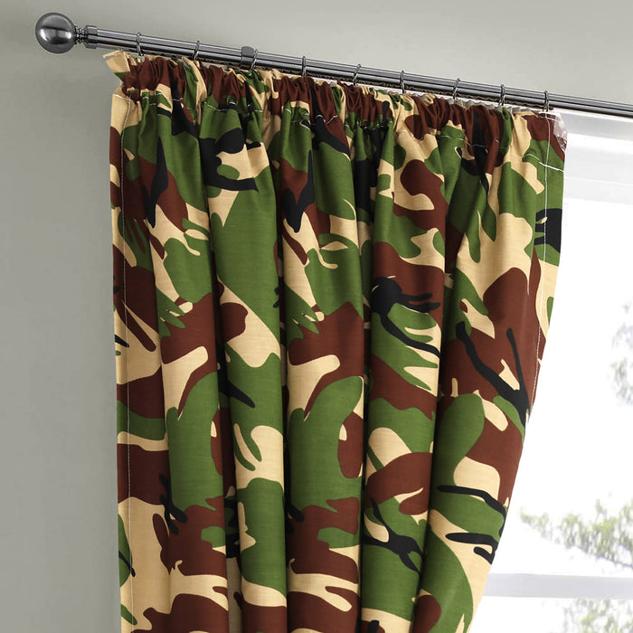 Camouflage Green Pencil Pleat Curtains
