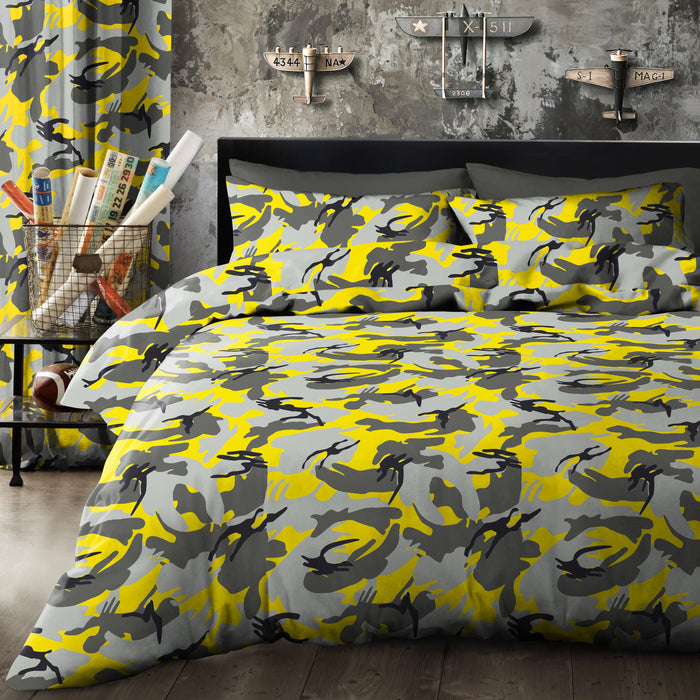 Camouflage Yellow Duvet Cover & Pillowcase Set