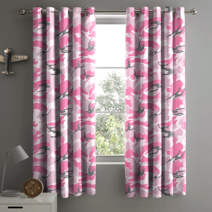 Camouflage Pink Eyelet Curtains