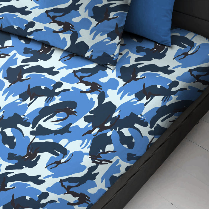 Camouflage Blue Fitted Sheet