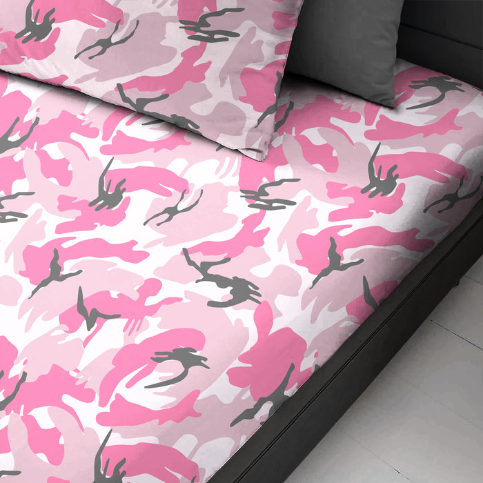 Camouflage Pink Fitted Sheet