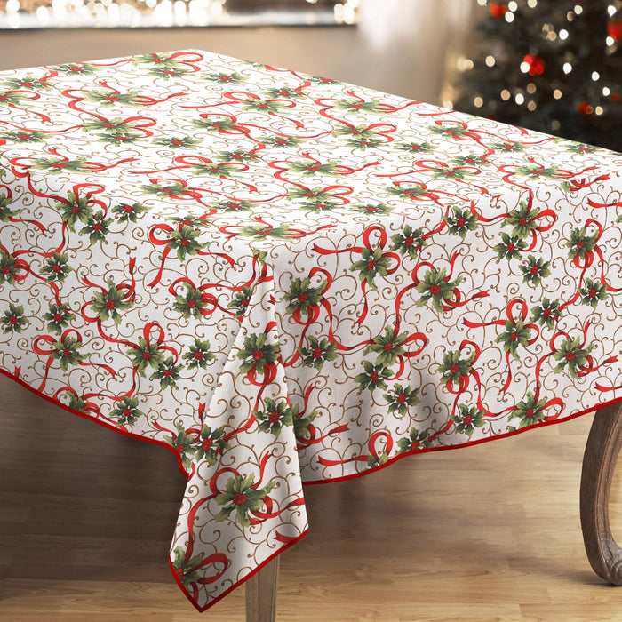 Luxury Cotton Christmas Carmen Holly Tablecloth