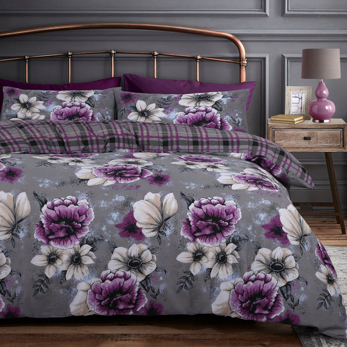 Cassia Floral Reversible Duvet Cover & Pillowcase Set