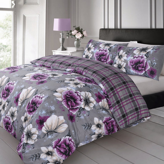 Cassia Floral Reversible Duvet Cover & Pillowcase Set