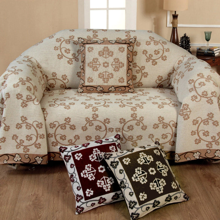 Luxury Floral Chenille Chocolate Throw