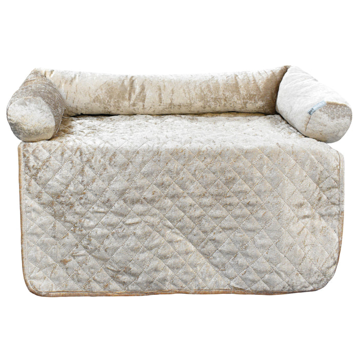 Pet Winks Luxury Crushed Velvet Natural Bolster Pillow Pet Sofa