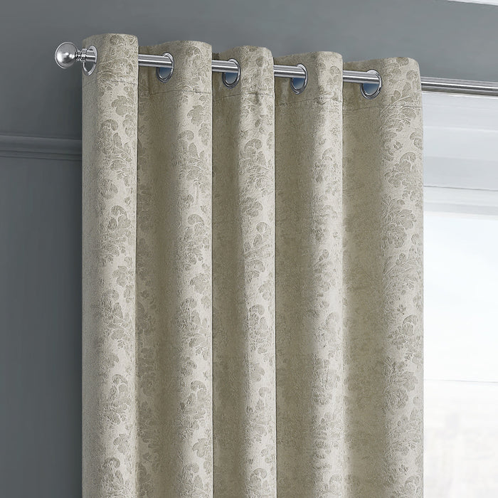 Damask Cream Ready Made Thermal Dimout Curtains