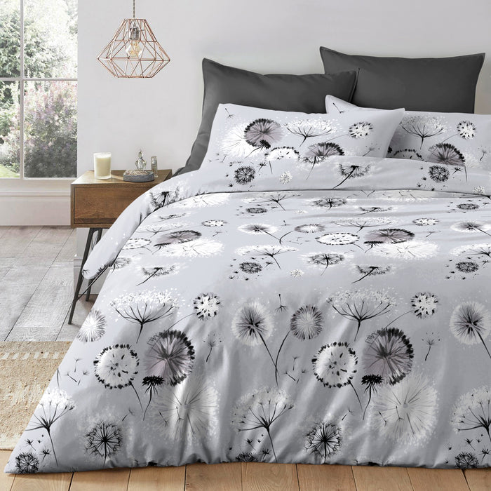 Dandelion Grey Duvet Cover & Pillowcase Set