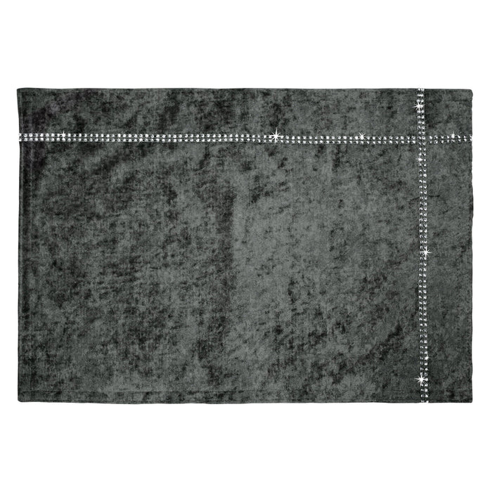 Charcoal Grey Crushed Velvet Diamante Placemat