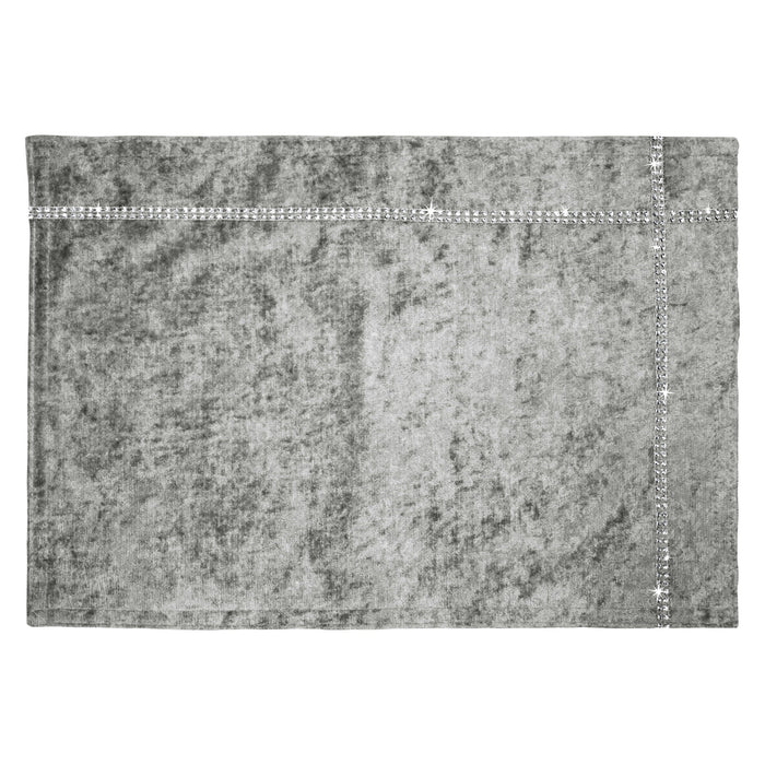 Silver Crushed Velvet Diamante Table Placemat