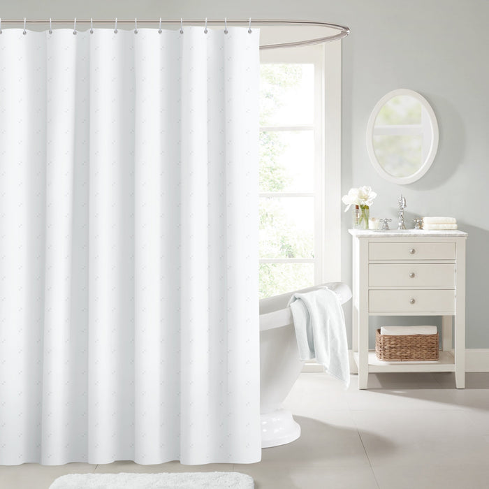 White Dots Shower Curtain