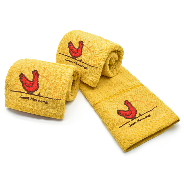 Ochre Yellow Chicken Tea Towel