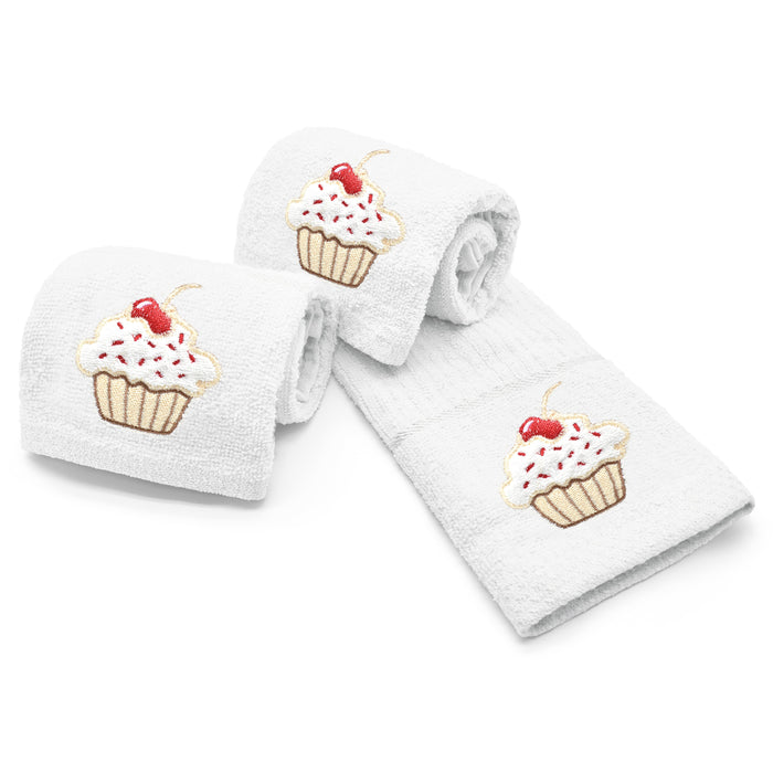 White Cupcake Tea Towel