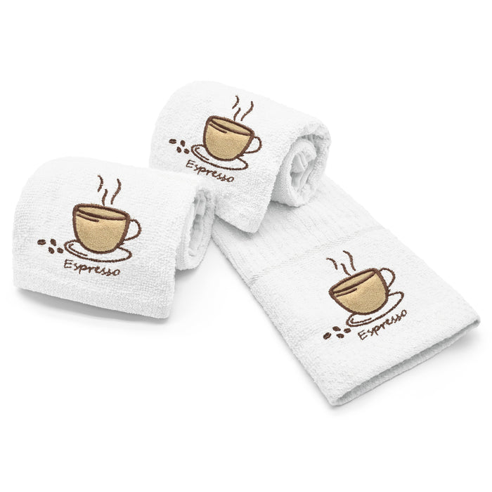 White Espresso Tea Towel