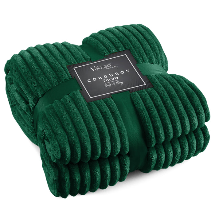 Corduroy Plush Emerald Green Blanket